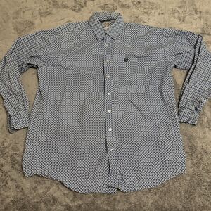 Cinch Men's Long Sleeve Button Down Shirt‎ Blue Western Size XL